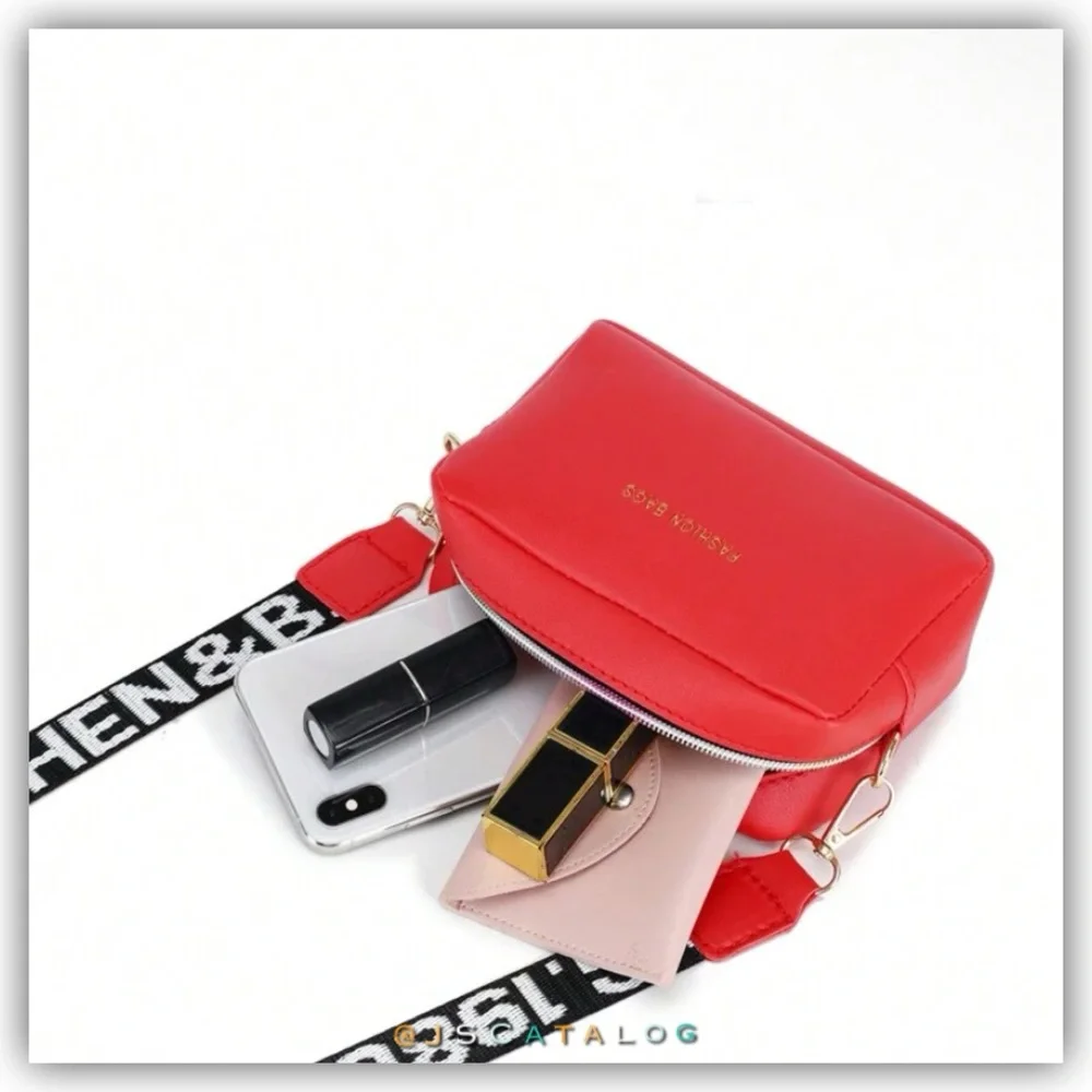 NEW Red Leather Crossbody Purse Bag